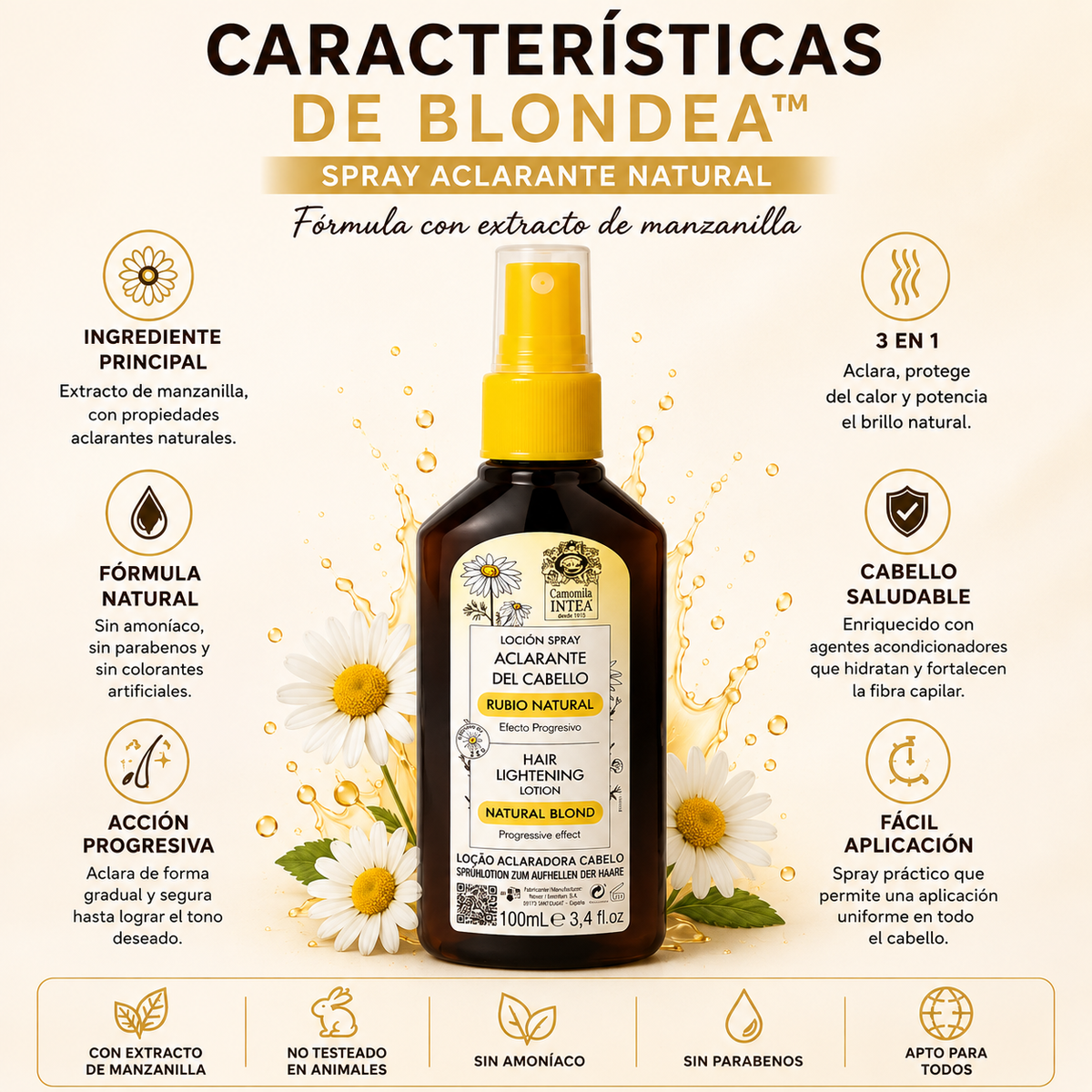 ✨ BLONDEA™ - Aclarante de Cabello Rubio Natural