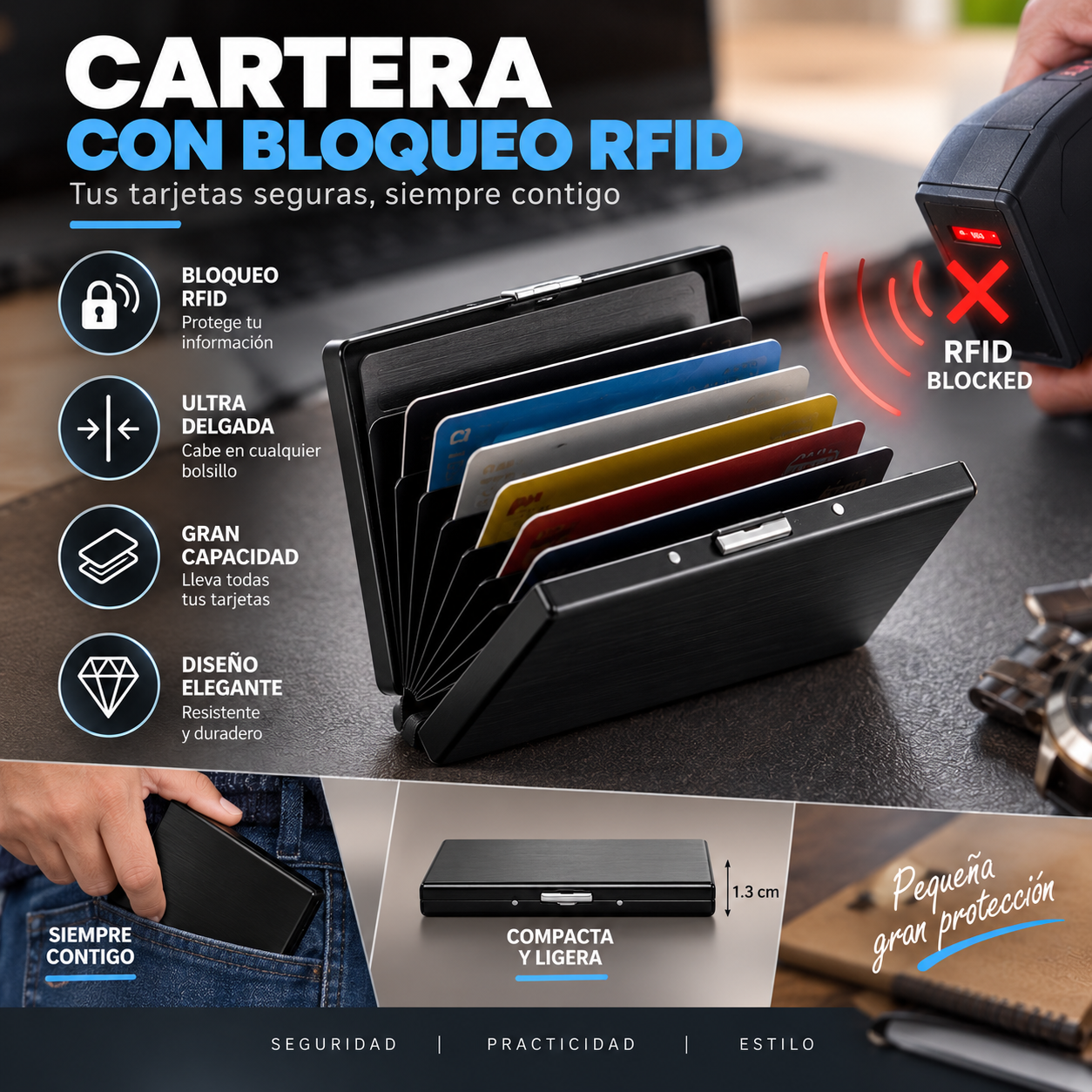 Sentry - Cartera Antirrobo con Bloqueo RFID