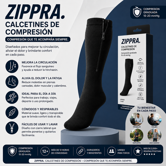 ZIPPRA™ – Compresión para Piernas Más Ligeras y Sin Dolor