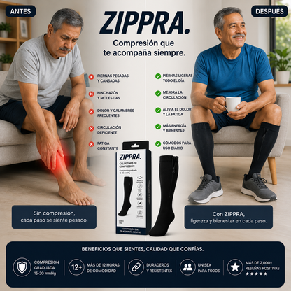 ZIPPRA™ – Compresión para Piernas Más Ligeras y Sin Dolor