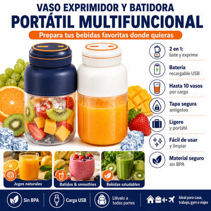 Vaso exprimidor y batidora portátil multifuncional