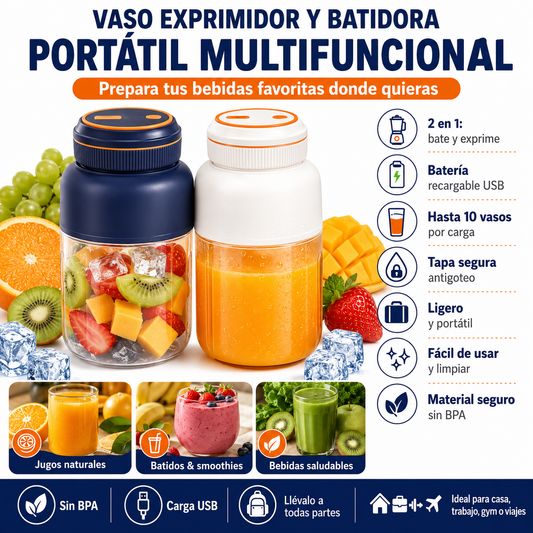 Vaso exprimidor y batidora portátil multifuncional