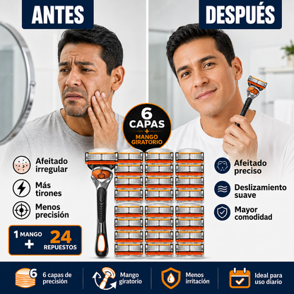 GLADIOR – Kit de Afeitado de Precisión con Mango Giratorio