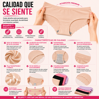 🌸 SilkFit™ | Pack de 4 Bragas Sin Costuras Premium