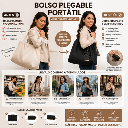 LUNA TOTE- Bolso Plegable Compacto y Portátil