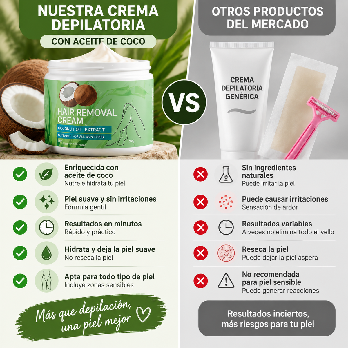 Coconut™ - Crema depilatoria de aceite de coco