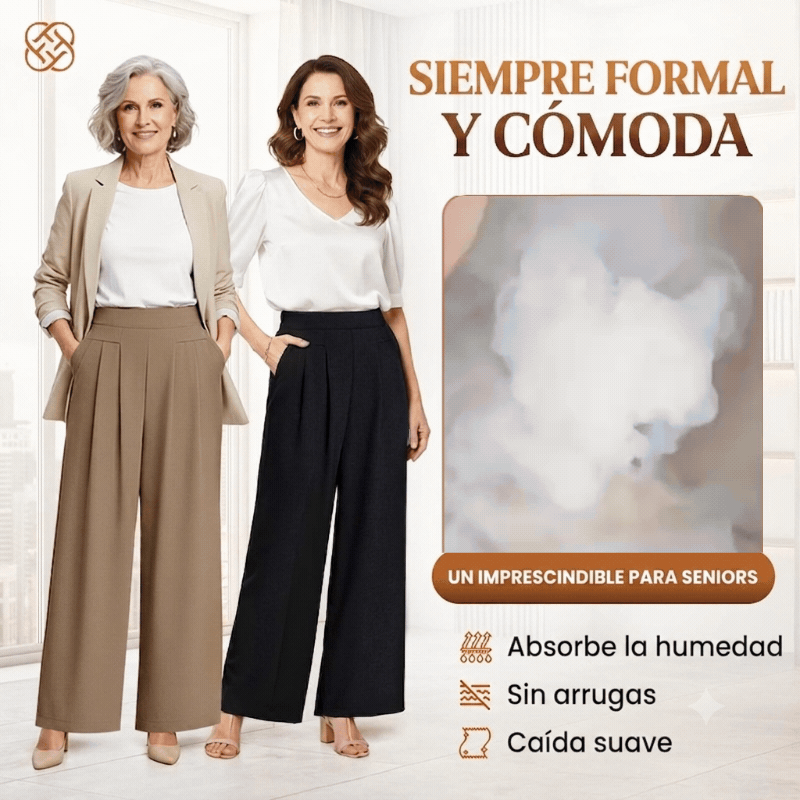 FlowyCharm - Pantalones de pierna ancha, elegantes y de talle alto con caída suave.