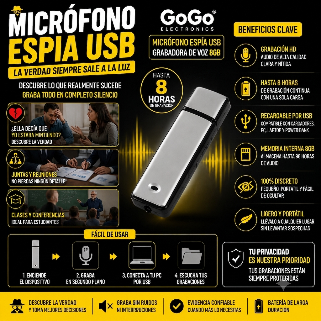 NANOVOX – Micrófono Espía USB Grabadora de Voz