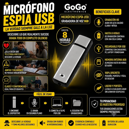 NANOVOX – Micrófono Espía USB Grabadora de Voz