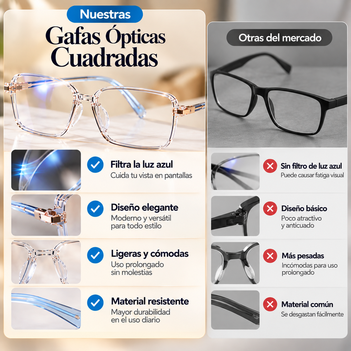 Clarisse - Gafas Opticas Ligeras y Elegantes (TIKTOK)
