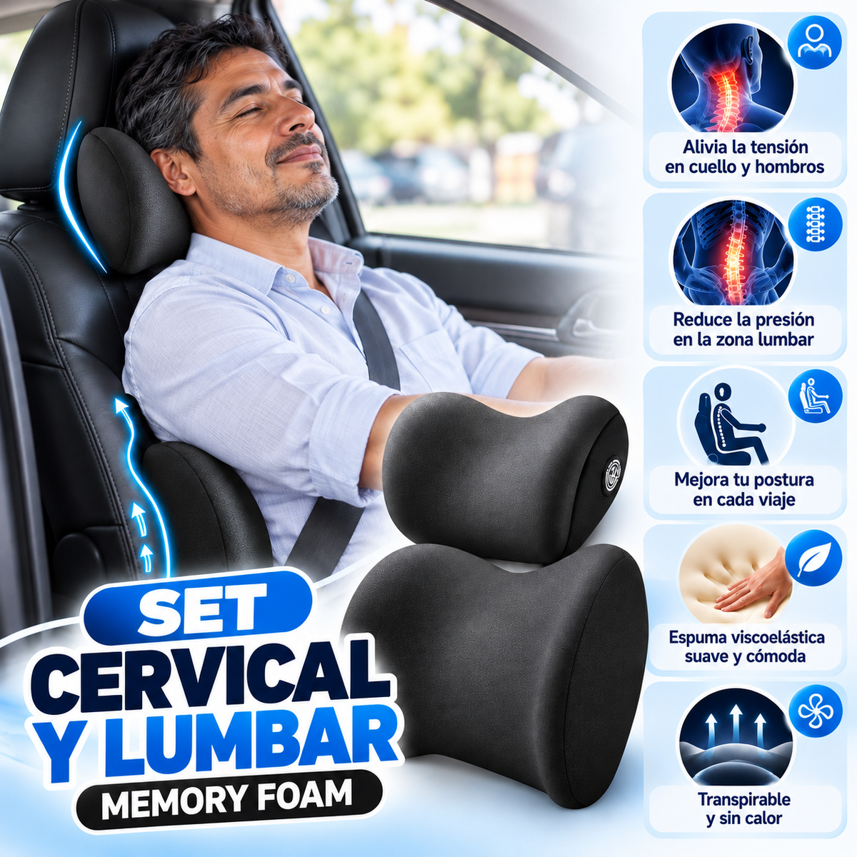 ErgoComfort - Set Ergonomico Cervical y Lumbar (Tiktok)