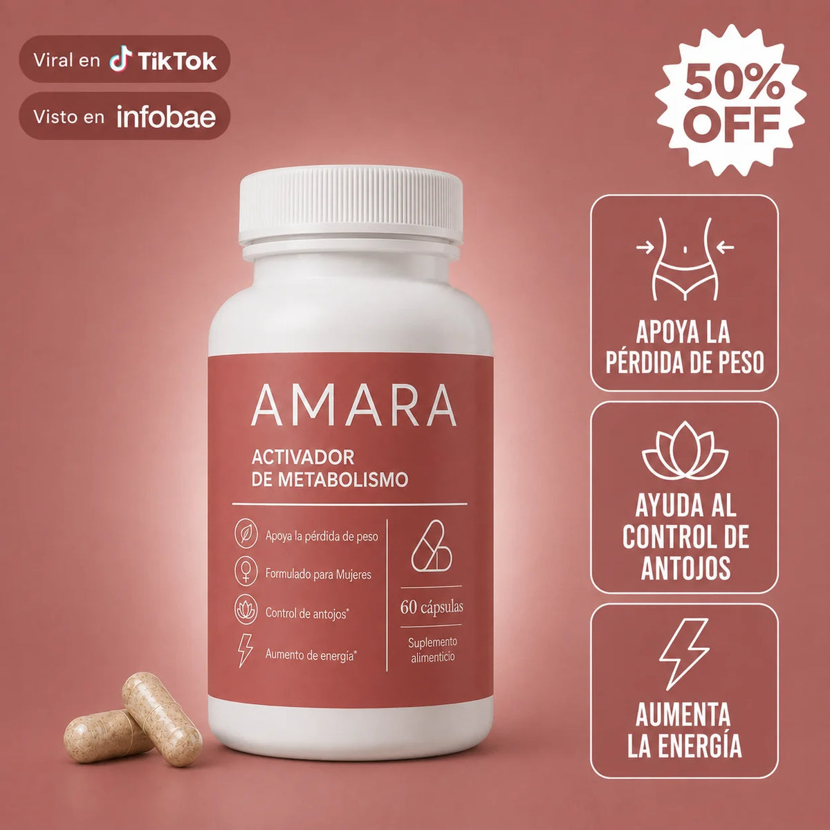 AMARA - Cápsula adelgazante para la menopausia
